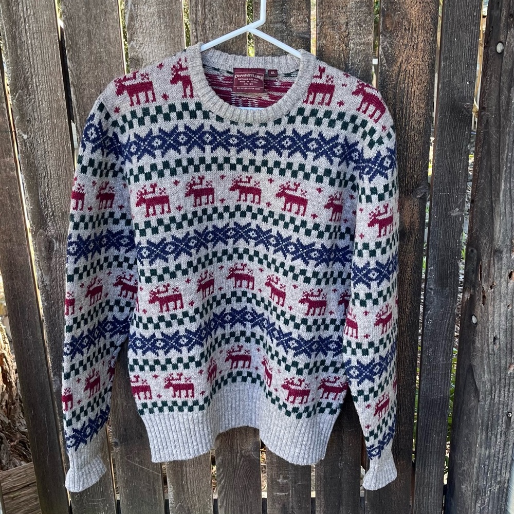 Chaps Ralph Lauren Men’s Vintage Shetland Wool Faire Isle Sweater Sz XL - Picture 5 of 13